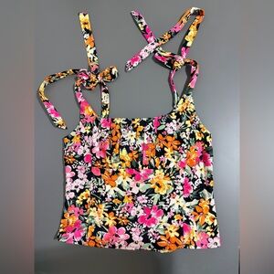 Dynamite Colorful Floral Smocked Top